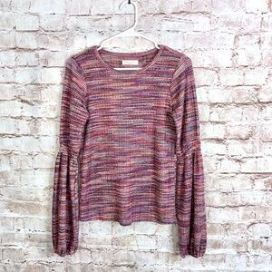 Ramy Brook Women's Knit Dotty Long Sleeve Top Multicolored Striped Size Small